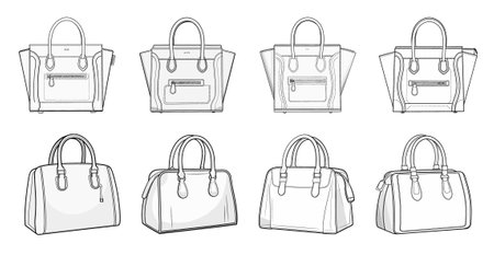 Women's handbags set. Vector illustration of women's handbags.のイラスト素材