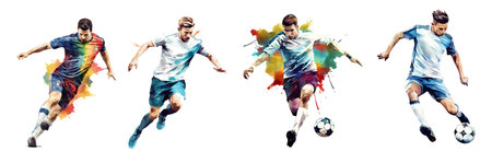Collage of soccer players isolated on white background. Vector illustration.の写真素材