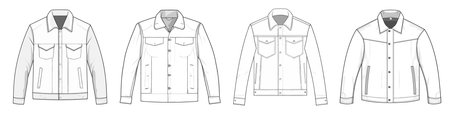 Men's jacket vector illustration, front and back views, flat styleのイラスト素材