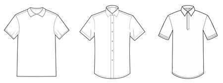 Men polo shirt template front, back and side views. Vector illustrationのイラスト素材