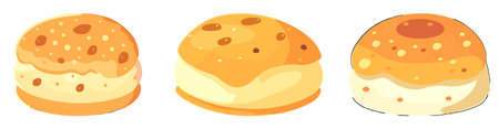 Illustration of a Set of Biscuits on a White Backgroundのイラスト素材