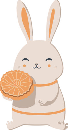Use this image of a cute rabbit with a slice of orange.のイラスト素材