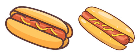 Hot dog icon isolated on white background. Vector illustration of fast food.のイラスト素材
