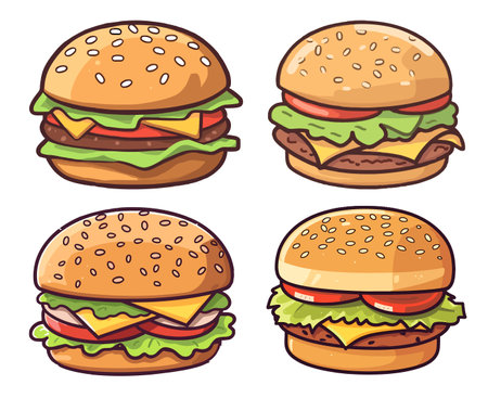 Hamburger icon set. Cartoon illustration of hamburger vector icons for web designのイラスト素材