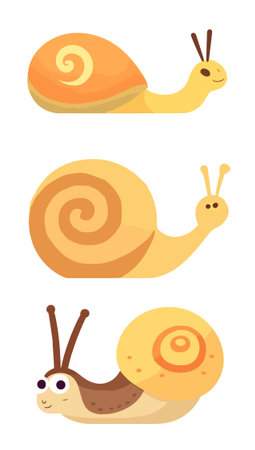 Snails isolated on white background. Vector illustration in cartoon style.のイラスト素材