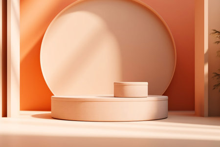 3d render of abstract minimal geometric forms, podium for your designの素材