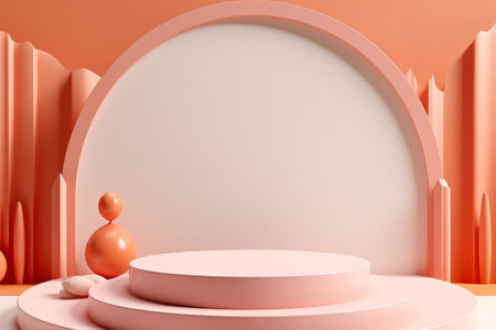 Abstract scene podium mockup. Award ceremony concept. 3d renderの素材