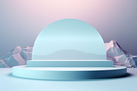 Abstract scene podium mockup. Award ceremony concept. 3d renderの素材
