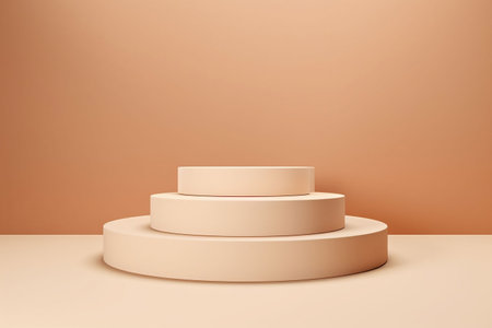 3d render of podium for product display with cream color background.の素材