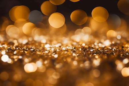 Abstract golden bokeh background. Christmas and New Year concept.の素材