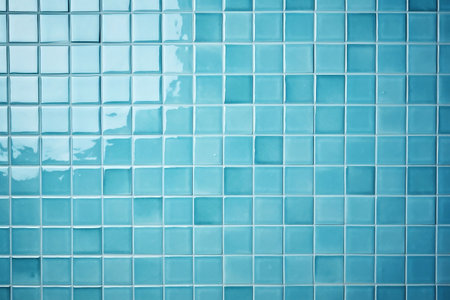 Blue mosaic tile wall texture background with copy space for text or image.の素材