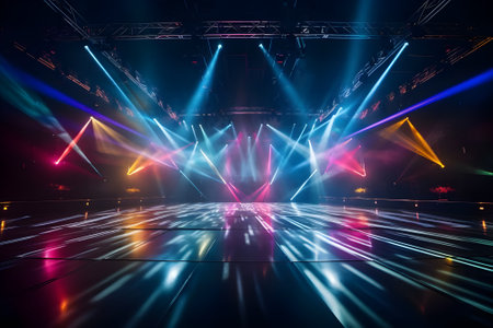 Stage Spotlight with Laser rays and smoke, Stage Spotlight with Laser rays, Stage Backgroundの素材