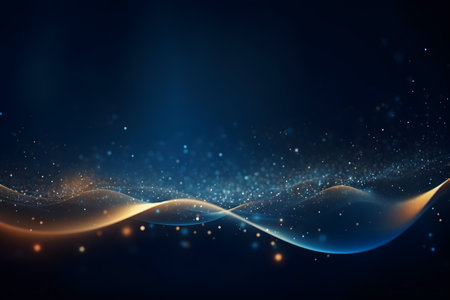abstract blue background with bokeh defocused lights and starsの素材