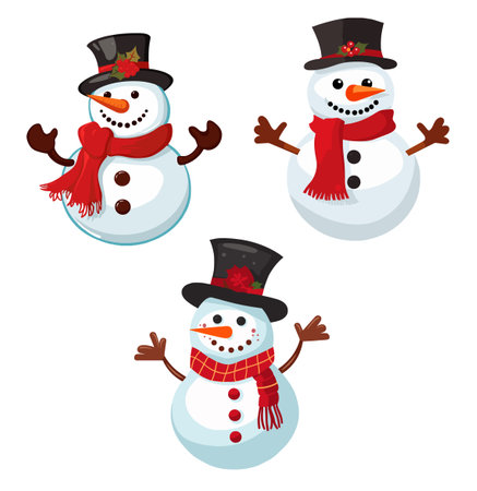 Snowman icon set. Cartoon illustration of snowman vector icons for web designのイラスト素材