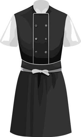 Illustration of a Waiter Wearing a Black and White Dressのイラスト素材
