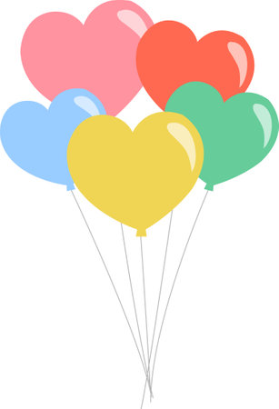 Celebrate Valentine's Day with a bunch of heart shaped balloons.のイラスト素材
