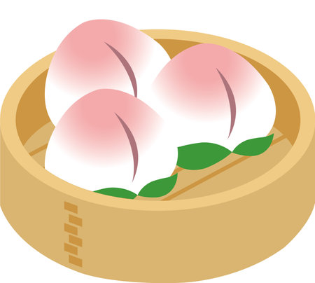 Illustration of Gyoza Sushi in a Bamboo Basketのイラスト素材