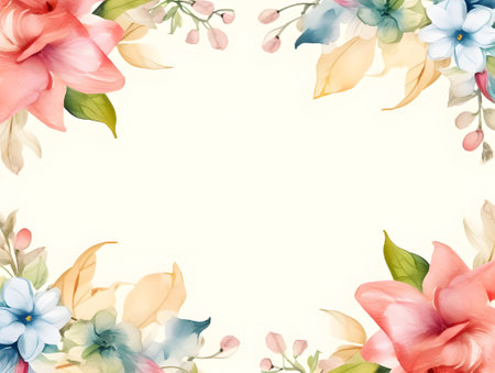Watercolor floral background with place for your text. Pastel colors.の素材