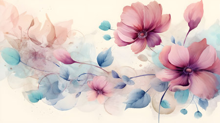 Watercolor floral background in pastel colors. Watercolor painting.の素材