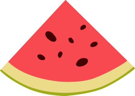 This is an illustration of a slice of watermelon with seeds.のイラスト素材