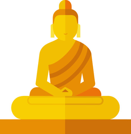 Buddha sitting in the lotus position. Vector illustration.のイラスト素材