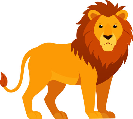 Illustration of a Lion on a white background in cartoon style.のイラスト素材