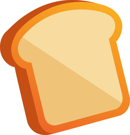 Illustration of a slice of bread on a white background, vector illustrationのイラスト素材