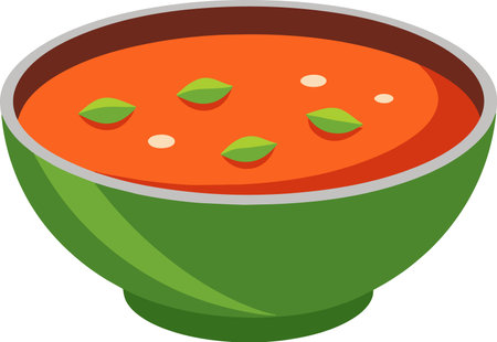 Illustration of a bowl of tomato soup on a white background.のイラスト素材