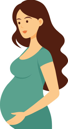 Illustration of a Pregnant Woman Wearing a Green Dressのイラスト素材