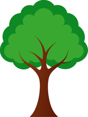 Illustration of a green tree isolated on a white background. Ideal for catalogs, informative and institutional materialsのイラスト素材