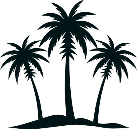 Silhouette of palm trees on white background. Vector illustration.のイラスト素材