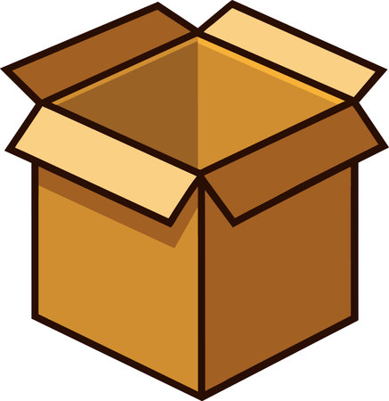 an illustration of a cardboard box with a lid openのイラスト素材