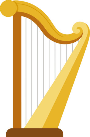 Vector harp musical instrument illustration flat designのイラスト素材