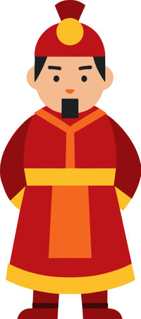 This is an illustration of a Chinese boy in a traditional costume.のイラスト素材
