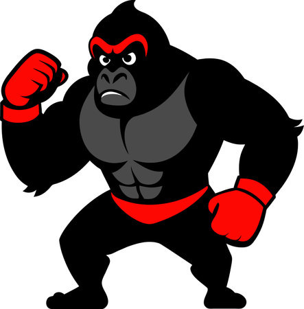 Gorilla with boxing gloves.Vector illustration ready for vinyl cutting.のイラスト素材