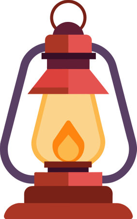 a bottle with a red camping lamp and a black frameのイラスト素材