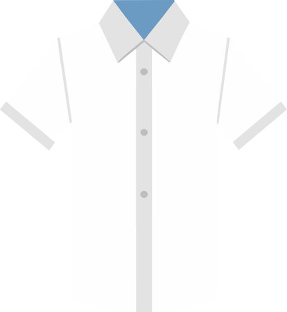 Illustration of a white shirt with a blue collar isolated on a white backgroundのイラスト素材