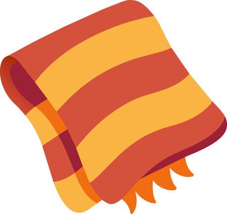 Illustration of a Scarf with a Red and Yellow Striped Fabricのイラスト素材