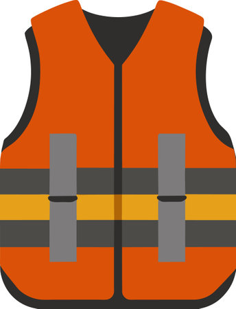 Life jacket, safety vest, orange and black, vector illustration.のイラスト素材