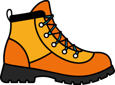 hand drawn orange hiking boot illustration vectorのイラスト素材