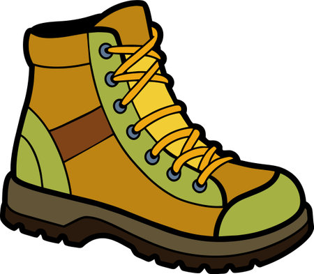 Illustration of a hiking boot on a white background, vector illustrationのイラスト素材
