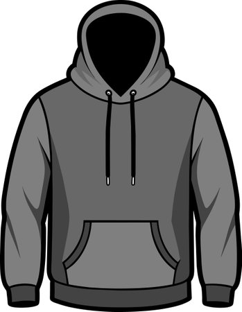 Illustration of a Hoodie or Hoodie in Black and Grayのイラスト素材