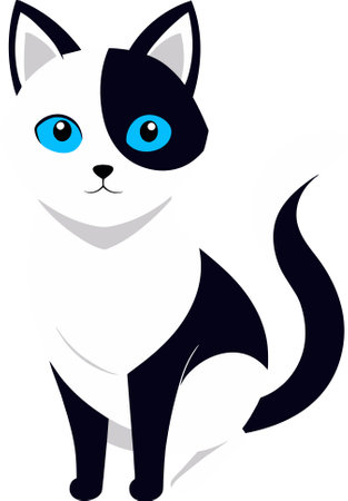 Illustration of a cat with blue eyes isolated on a white backgroundのイラスト素材
