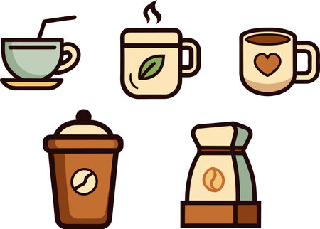Coffee Icons Set. Vector Illustration Isolated On White Backgroundのイラスト素材
