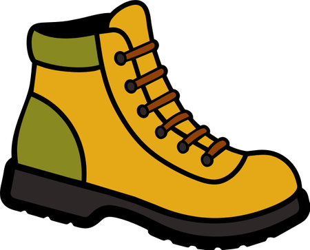 Illustration of a yellow boot on a white background, vector illustrationのイラスト素材