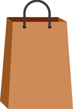 Illustration of a brown paper shopping bag isolated on a white backgroundのイラスト素材