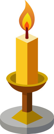 Illustration of a candle in a candlestick on a white backgroundのイラスト素材