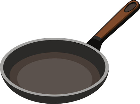 Illustration of a frying pan with a handle on a white backgroundのイラスト素材