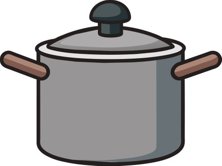 Illustration of a cooking pot with a lid on a white backgroundのイラスト素材