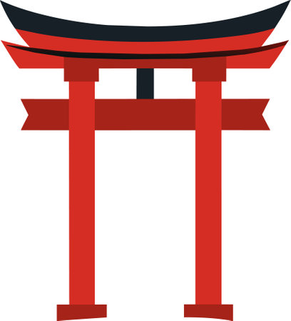 Illustration of a red torii gate isolated on a white backgroundのイラスト素材